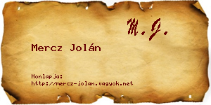 Mercz Jolán névjegykártya